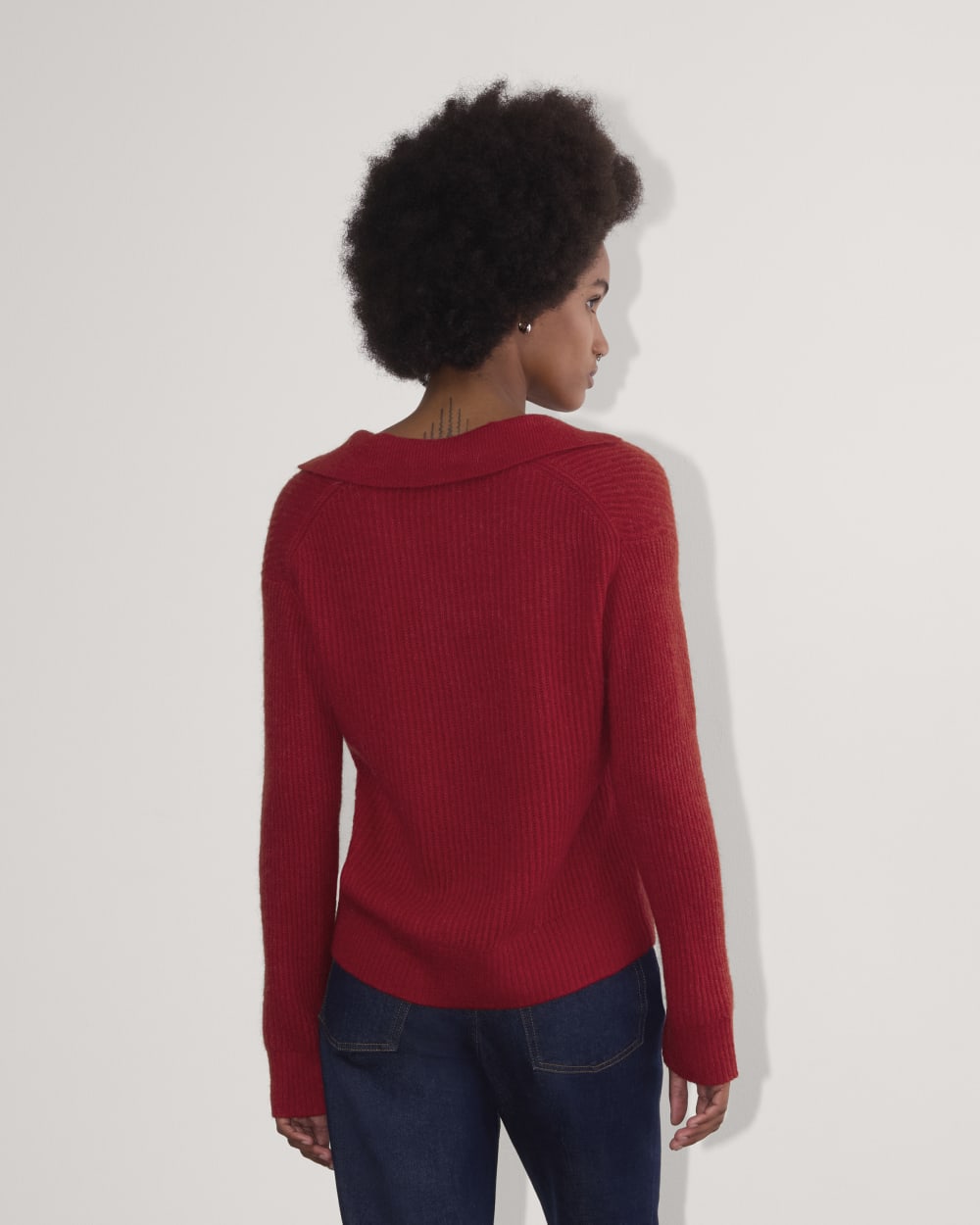 The Oversized Polo in Alpaca | Berry Red - Image 5