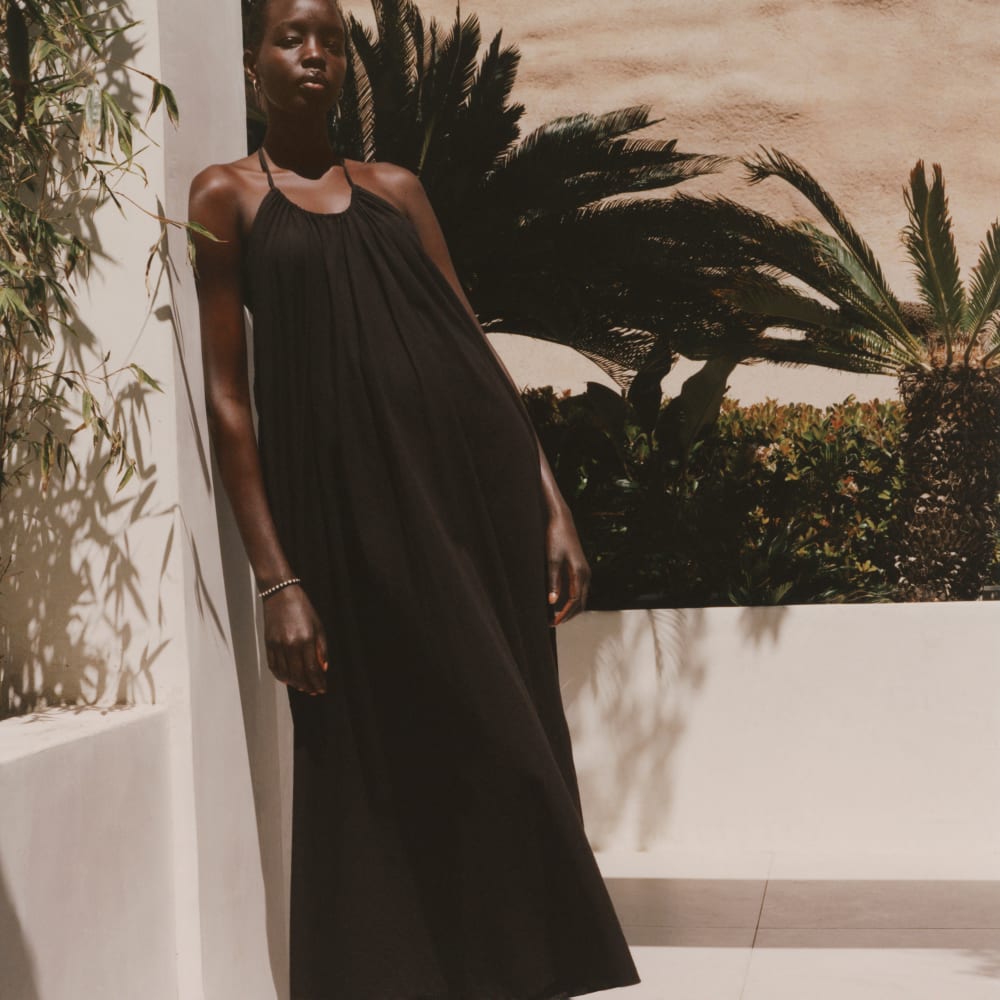 The Tie-Back Halter Dress | Black - Image 3