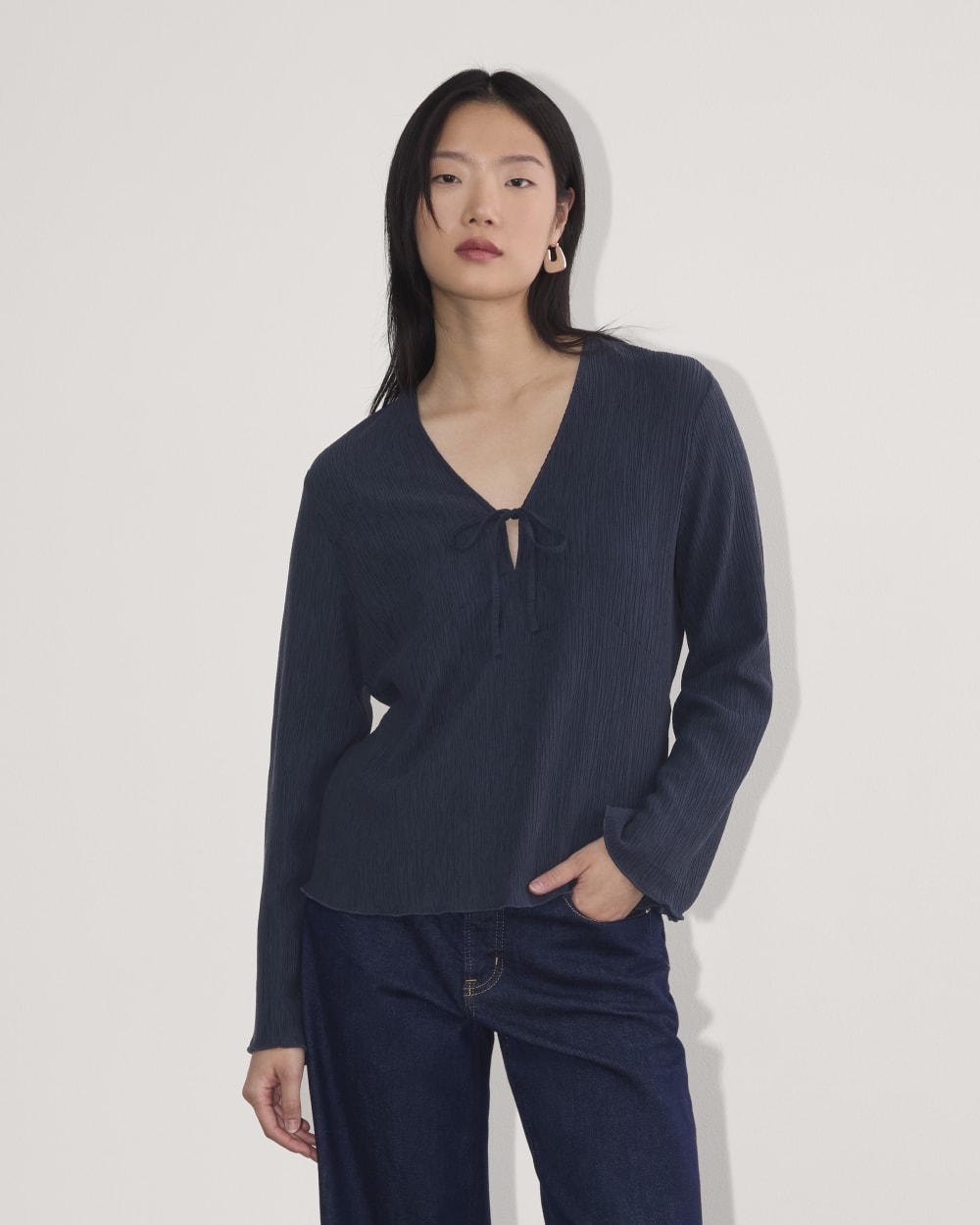 The Crinkle Long-Sleeve | Navy