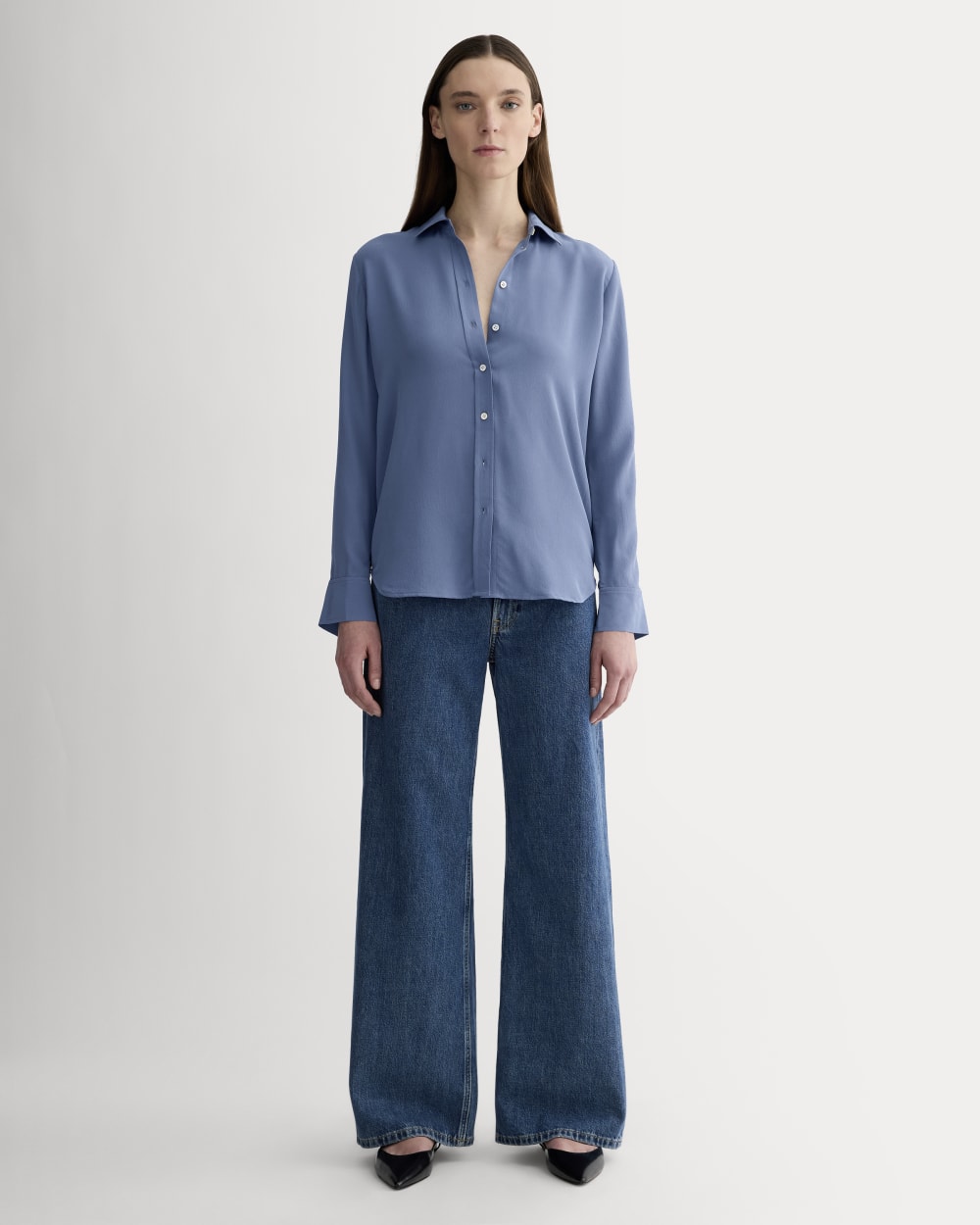 The Must-Have Shirt in Washable Silk | French Blue - Image 3
