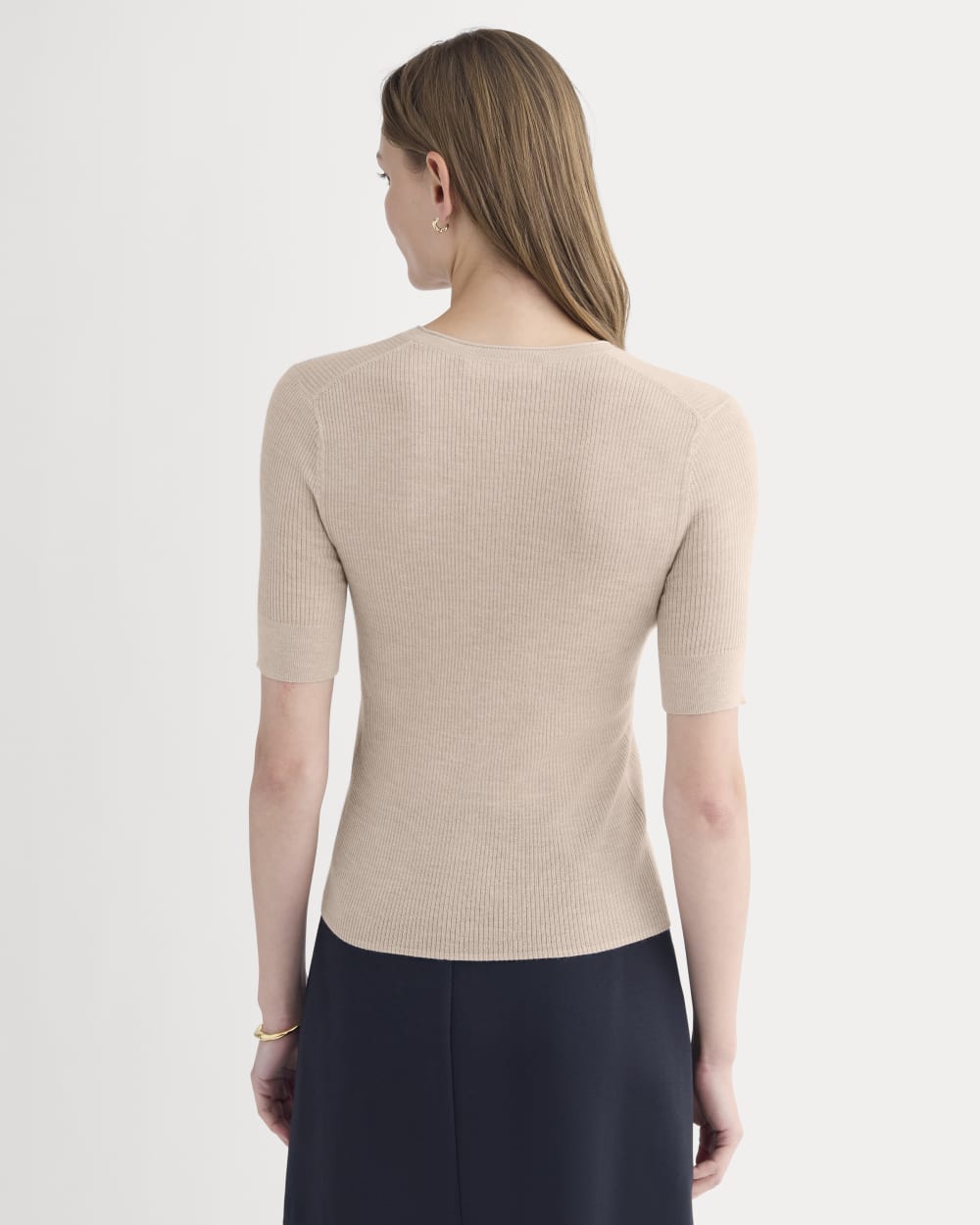 The Short-Sleeve Henley in Ultrasoft Merino | Pale Blush - Image 5