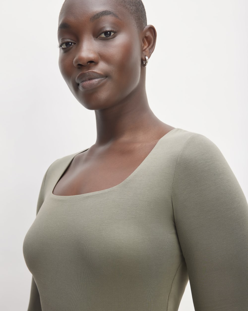 The Long-Sleeve Supima? Square-Neck Bodysuit | Dark Sage | Thong - Image 4