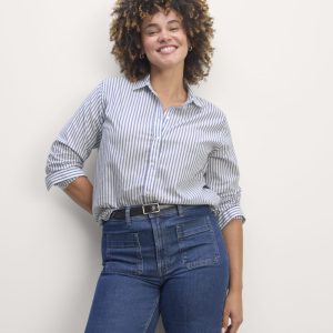 The Must-Have Shirt in Silky Cotton | White / Bellwether Blue