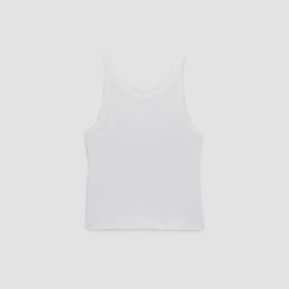 The Supima® Micro-Rib Cropped Tank | White - Image 2