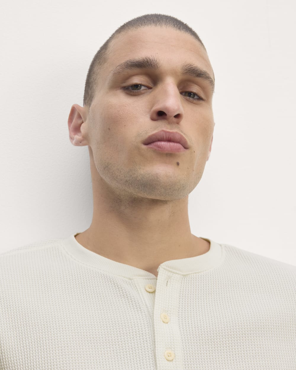 The Waffle Long-Sleeve Henley | Bone - Image 3