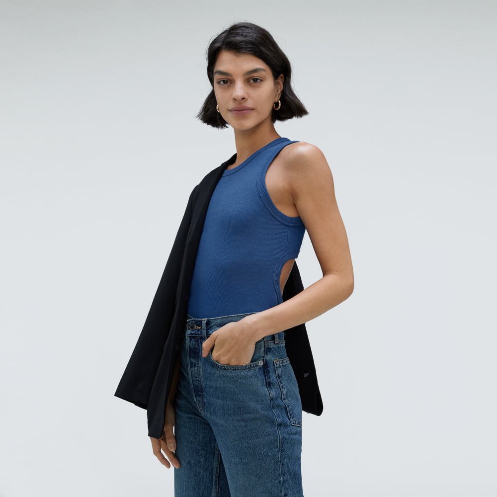 The Ribbed Cutout Tank | Deep Blue - Image 4