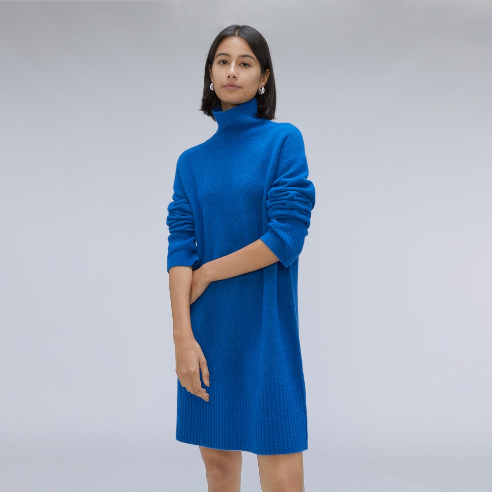 The Cozy Stretch Turtleneck Dress | Heathered Lapis Blue - Image 5