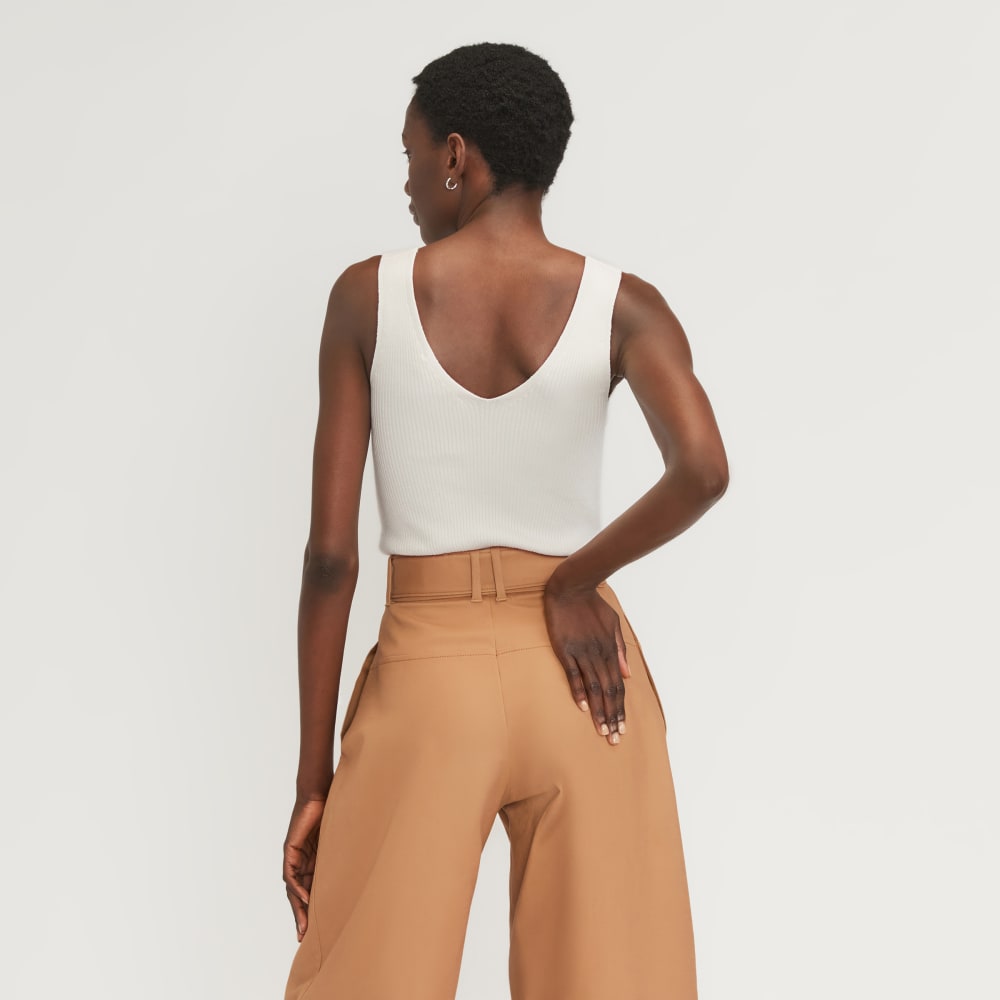 The Ribbed Cotton Double V Top | Bone - Image 3