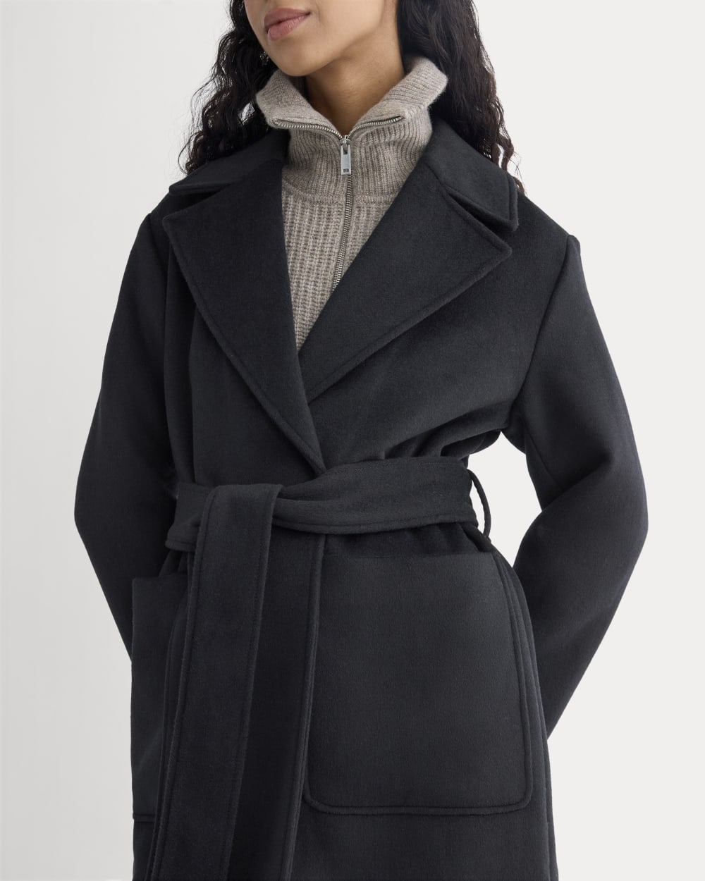 ReWool Belted Blanket Coat | Deep Navy - Image 3