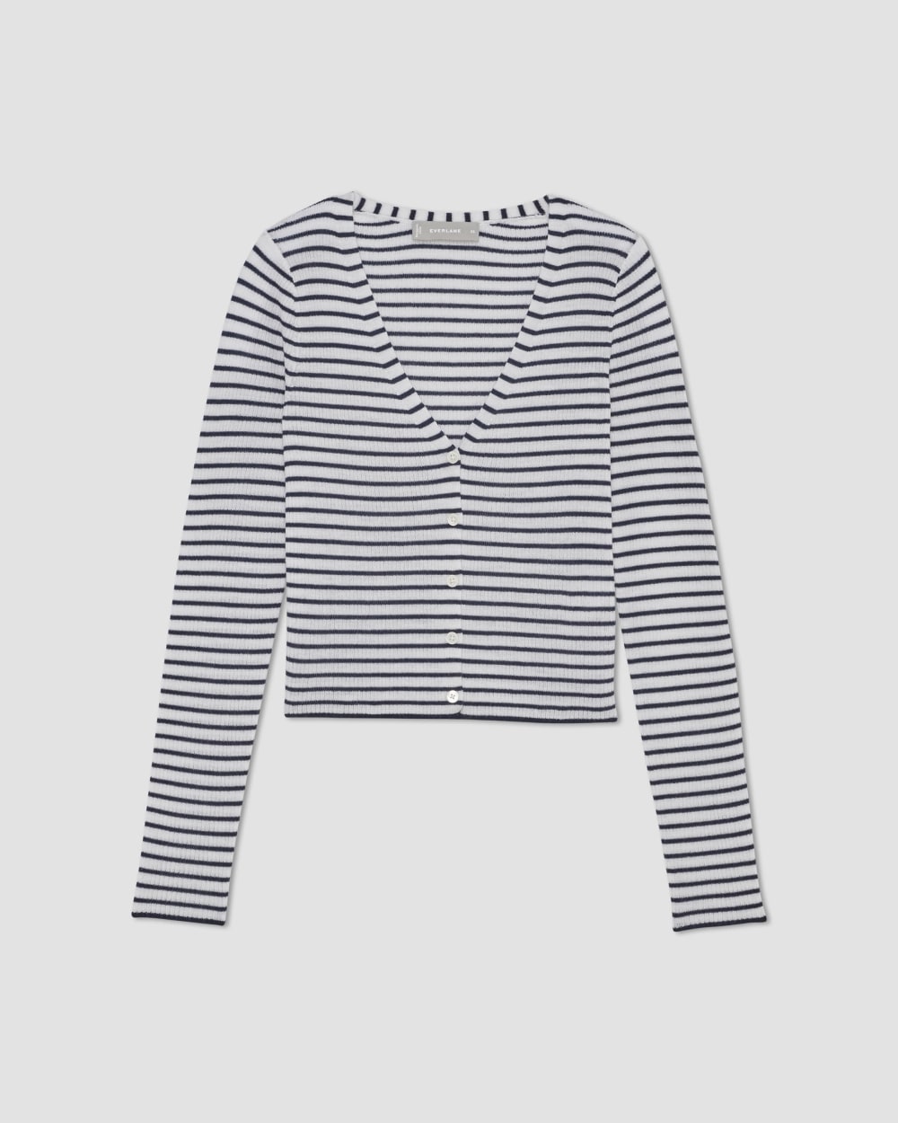 The Cardigan in Ultrasoft Merino | Bone / Navy - Image 2