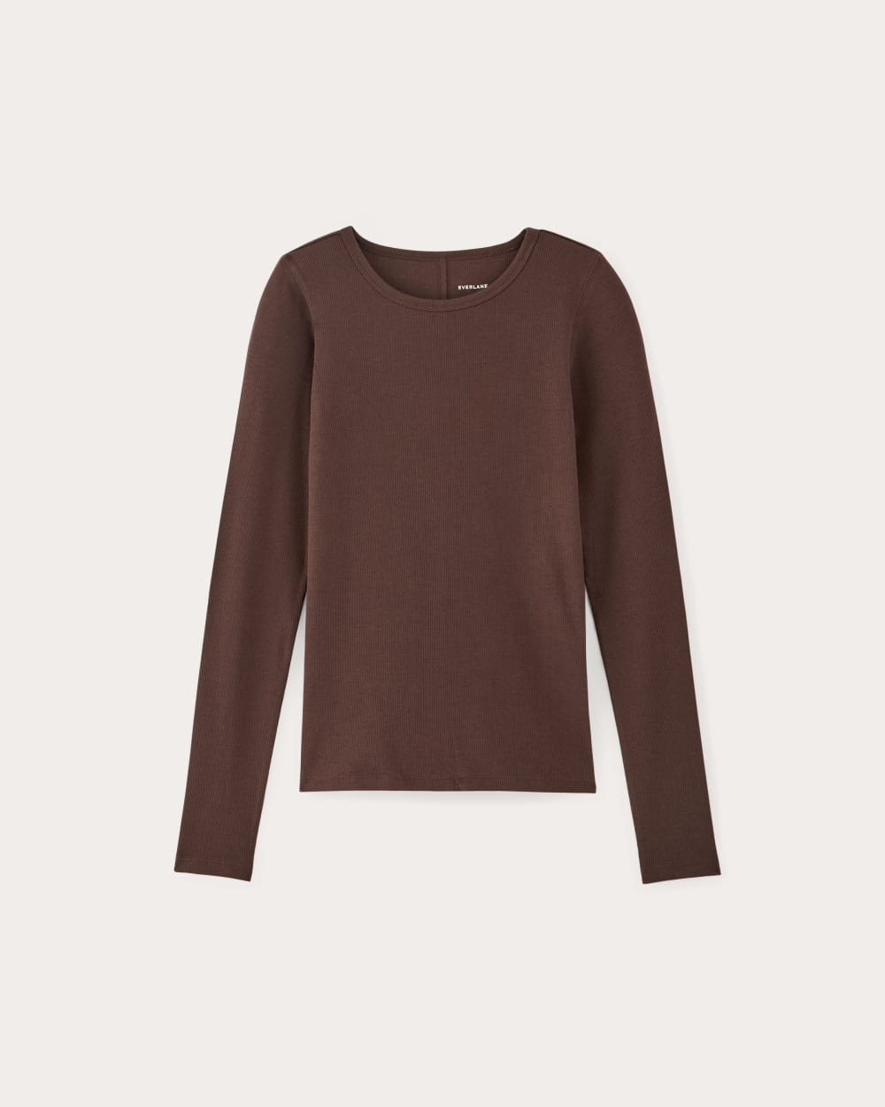 The Luxe Rib Long-Sleeve Crew | Dark Mahogany - Image 2