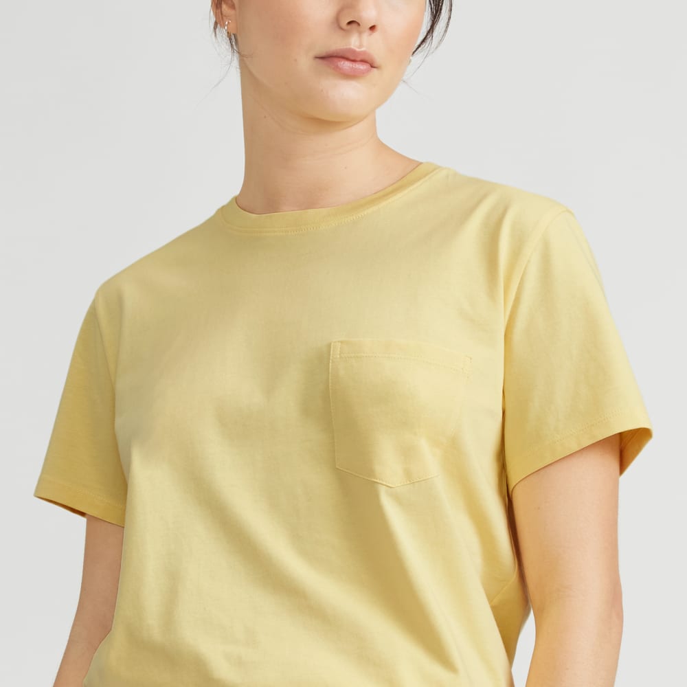 The Box-Cut Tee in Essential Cotton | Pale Yellow | Pocket - Image 4