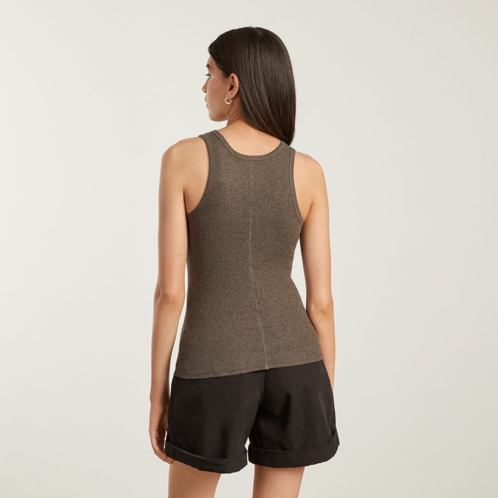 The Pima Micro-Rib U-neck Tank | Heathered Fatigue - Image 3