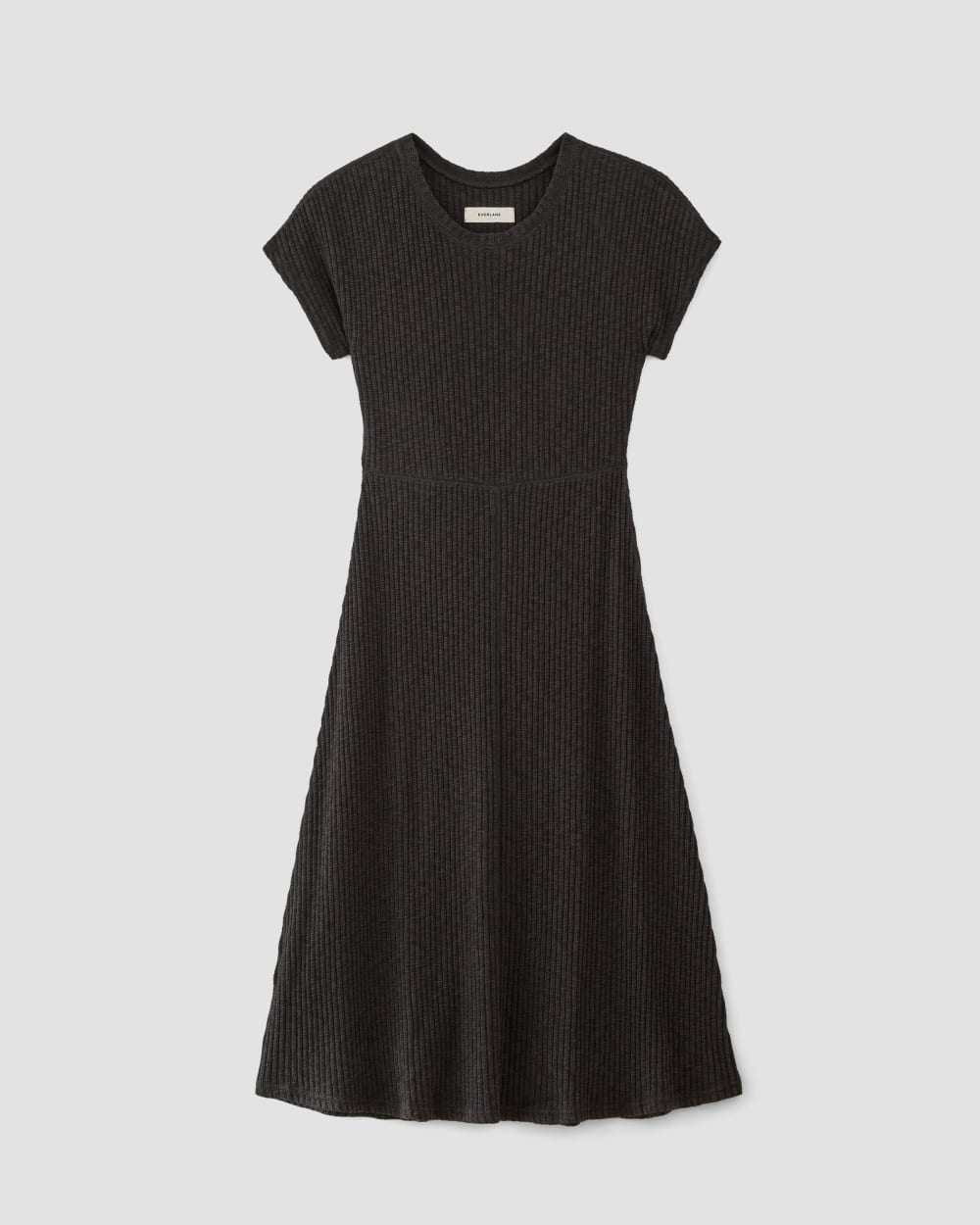 The Rib-Knit Cap-Sleeve Midi Dress | Black - Image 2