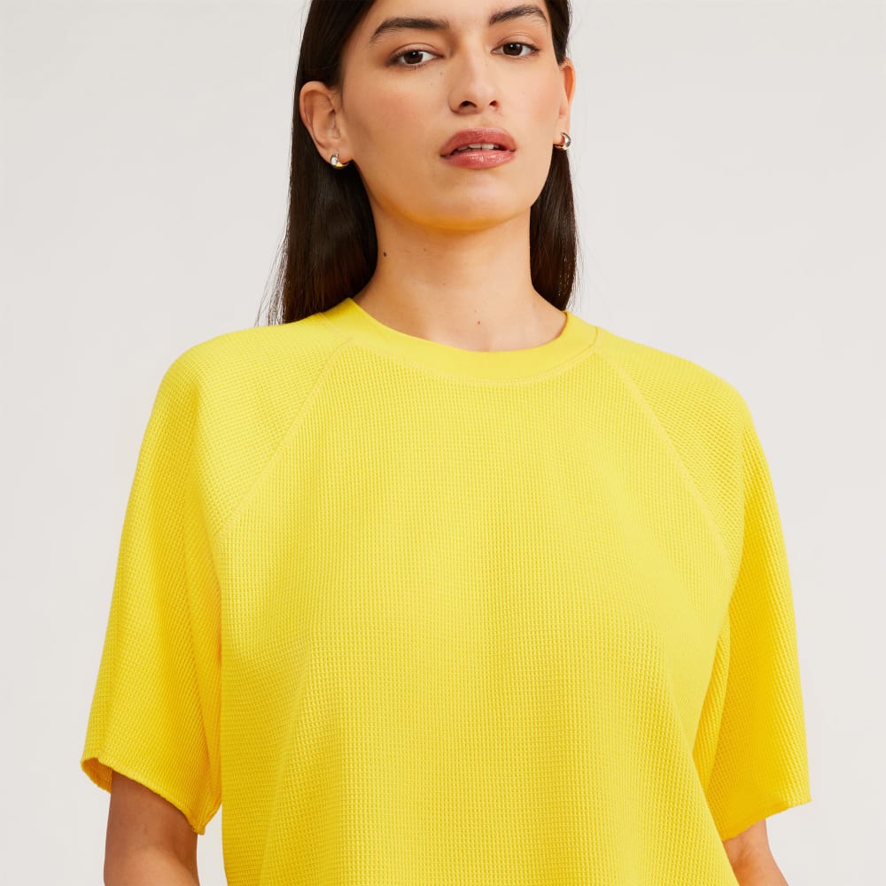 The Organic Cotton Waffle Raglan Tee | High Visibility Yellow - Image 4