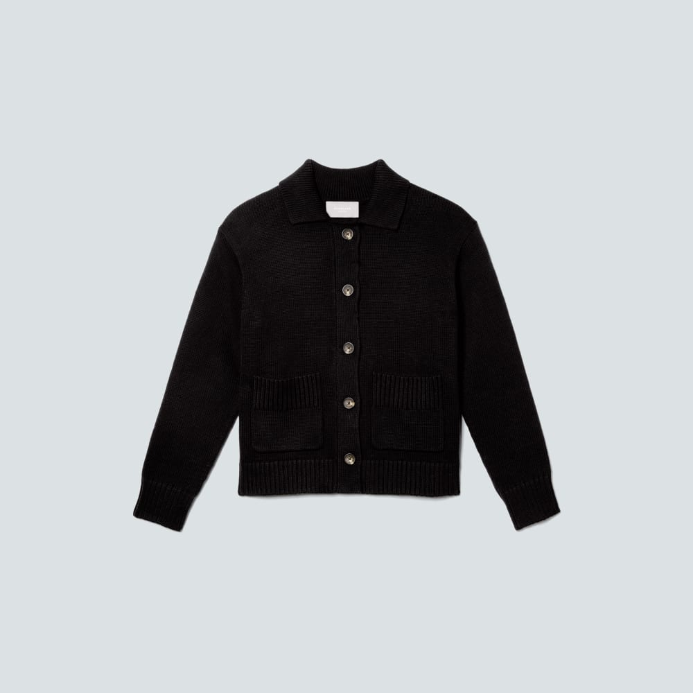 The Cotton Chore Sweater Jacket | Black - Image 2