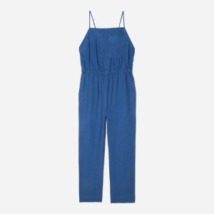 The Linen Shoestring Jumpsuit | Deep Blue