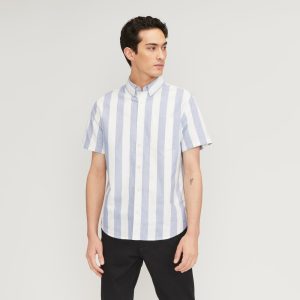 The Organic Short Sleeve Oxford Shirt | Mazarine Blue / Bone