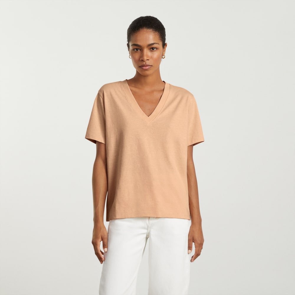 The Vintage V-Neck Hemp Tee | Hazelnut