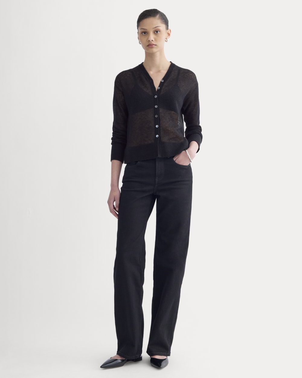 The Air Alpaca ??High V Cardigan | Black - Image 3