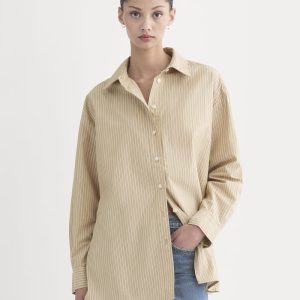 The Boyfriend Shirt in Ultrasoft Cotton | Tiger's Eye / Optic White