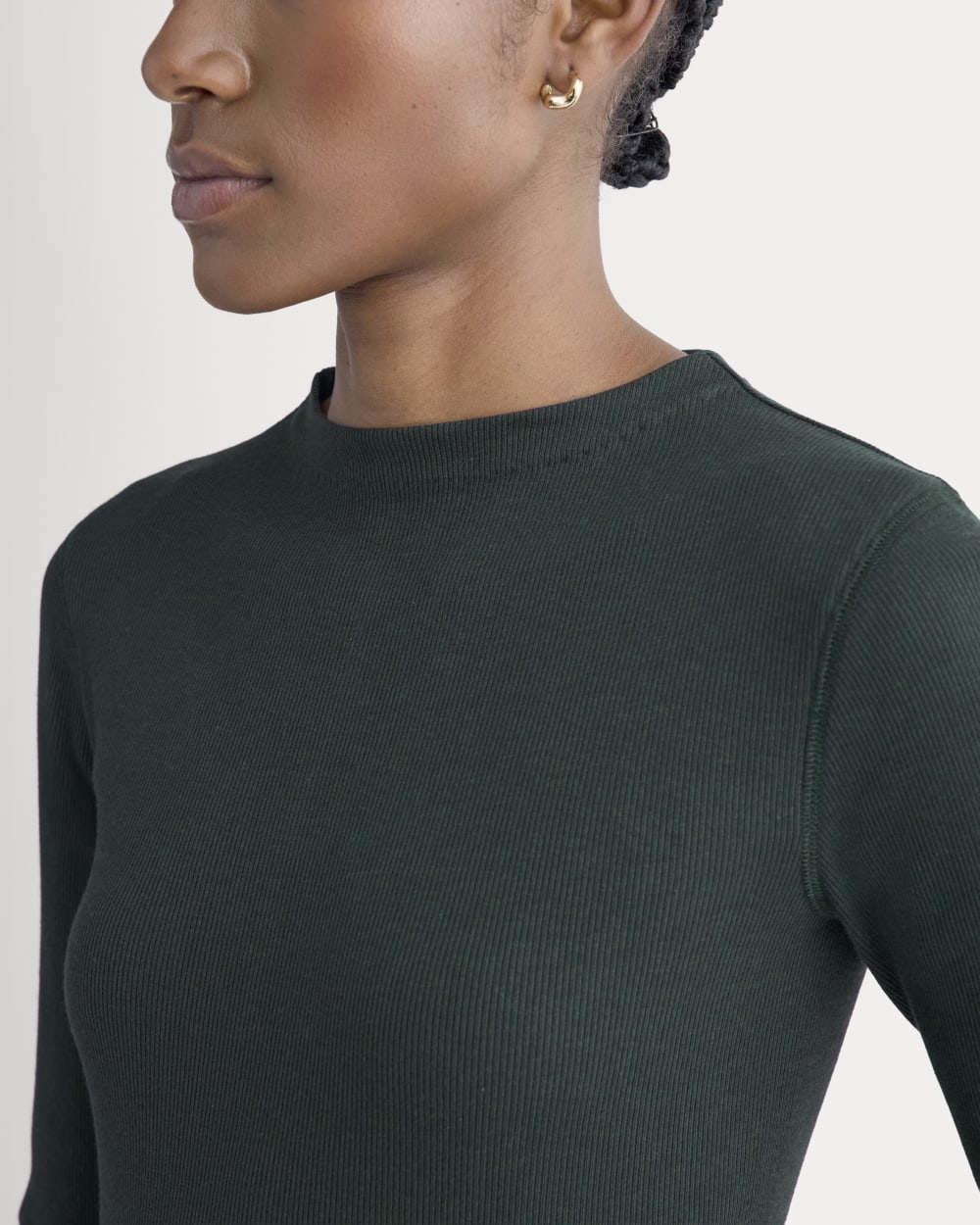 The Luxe Rib Funnel-Neck Tee | Heathered Dark Sea - Image 4