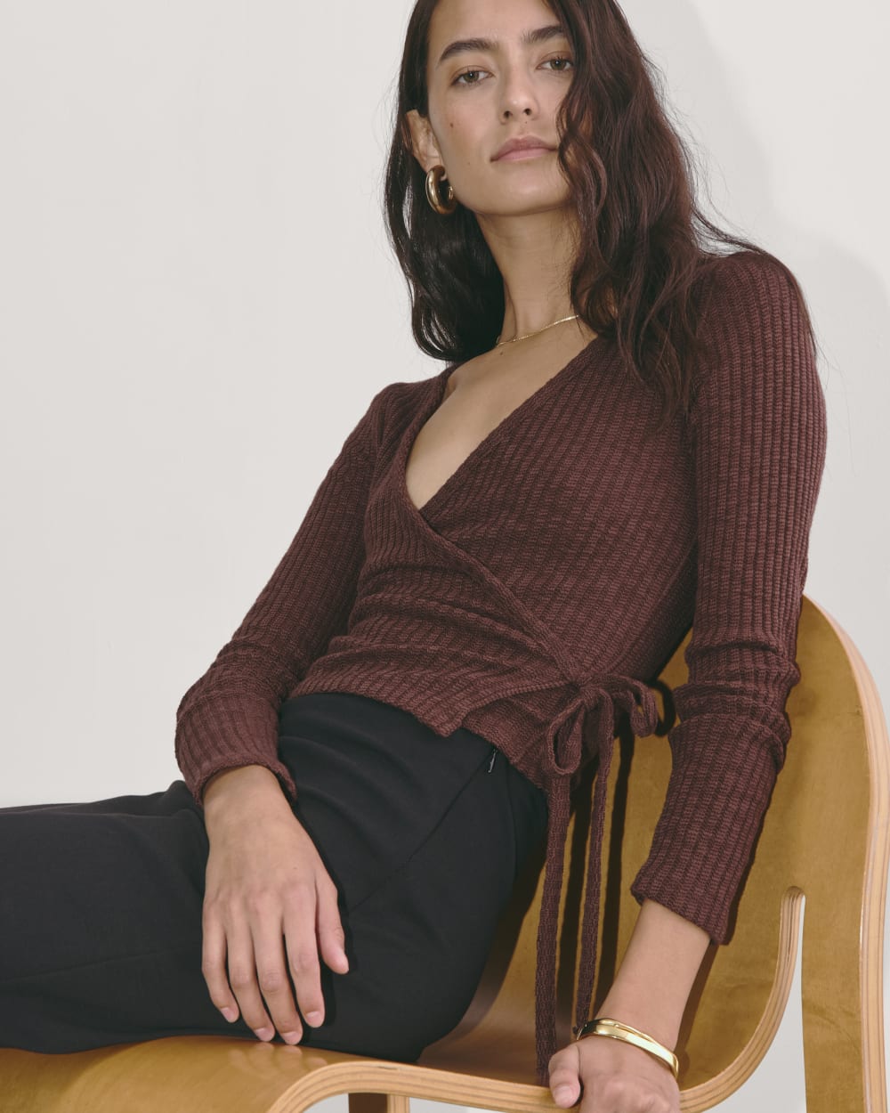 The Cozy Rib Wrap Top | Dark Mahogany - Image 5