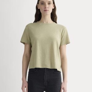 The Box-Cut Tee in Cotton Linen | Eucalyptus