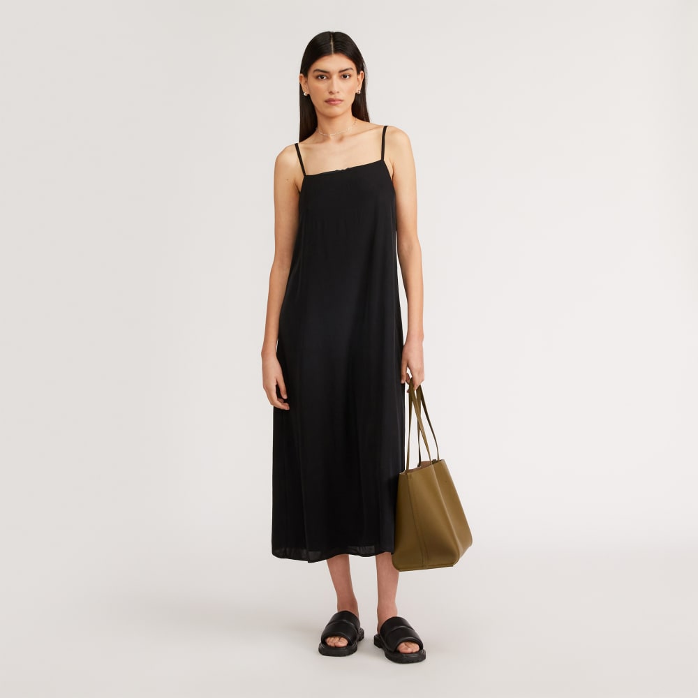 The Satin Square-Neck Slip Dress | Black