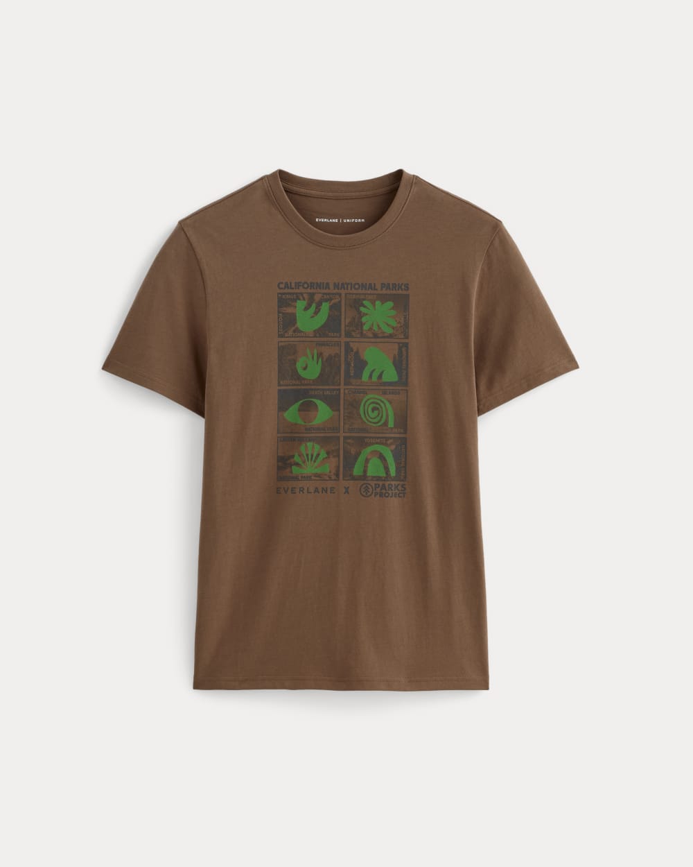 The Everlane x Parks Project Essential Organic Crew | Brown / Green / Forged Iron - Image 2