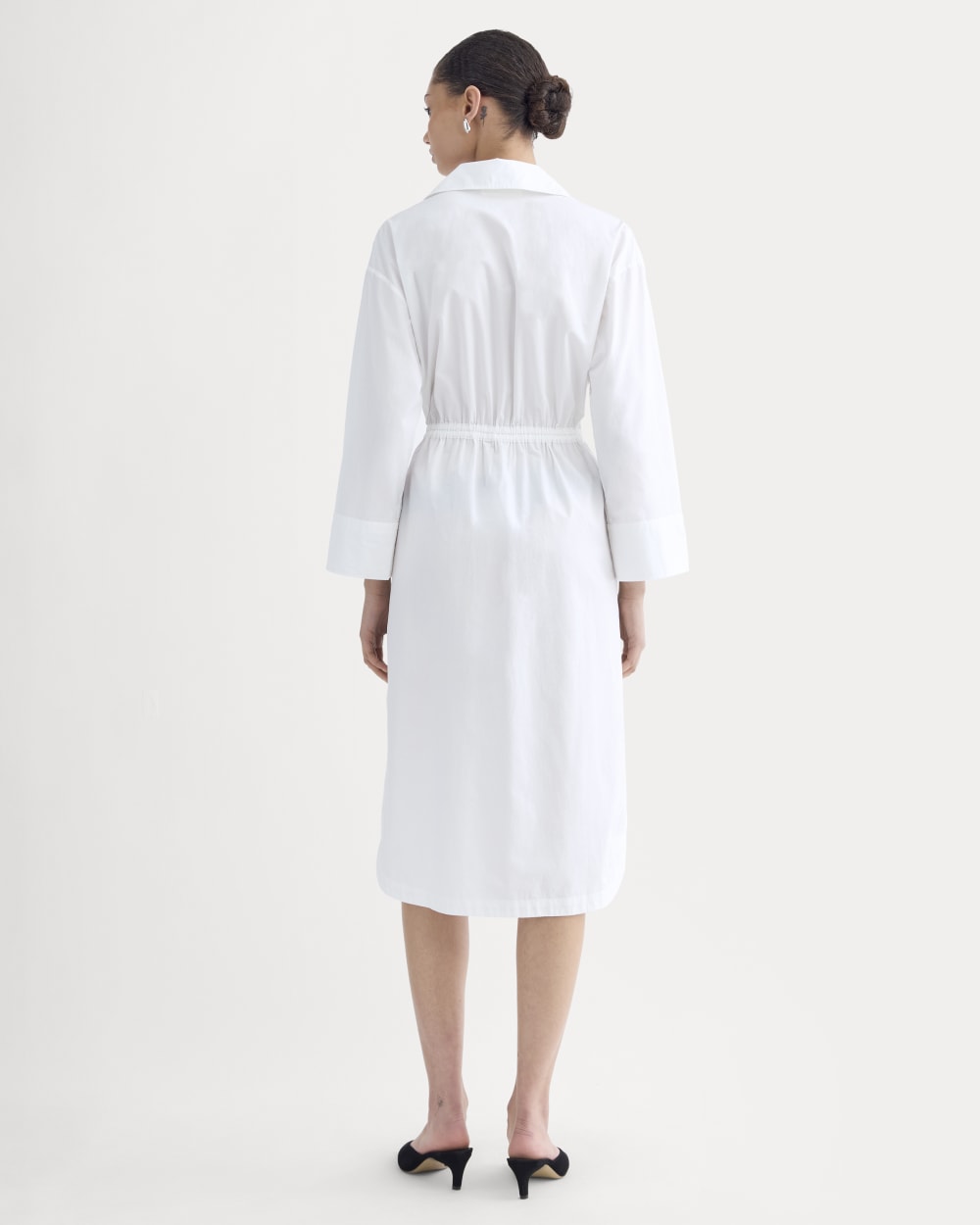 The Drawcord Shirtdress in Ultrasoft Cotton | White - Image 4