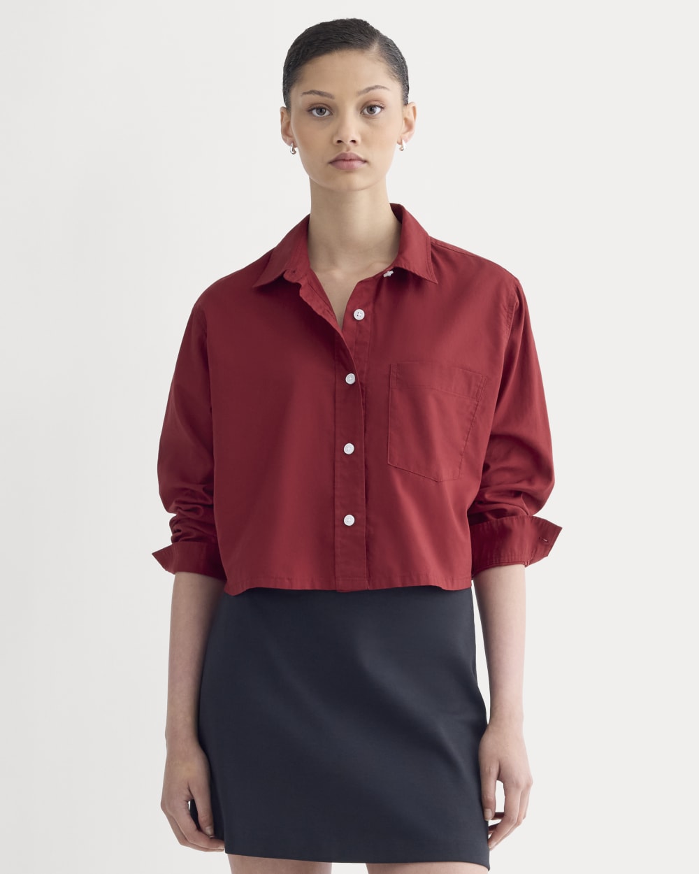 The Way-Short Shirt in Silky Cotton | Merlot