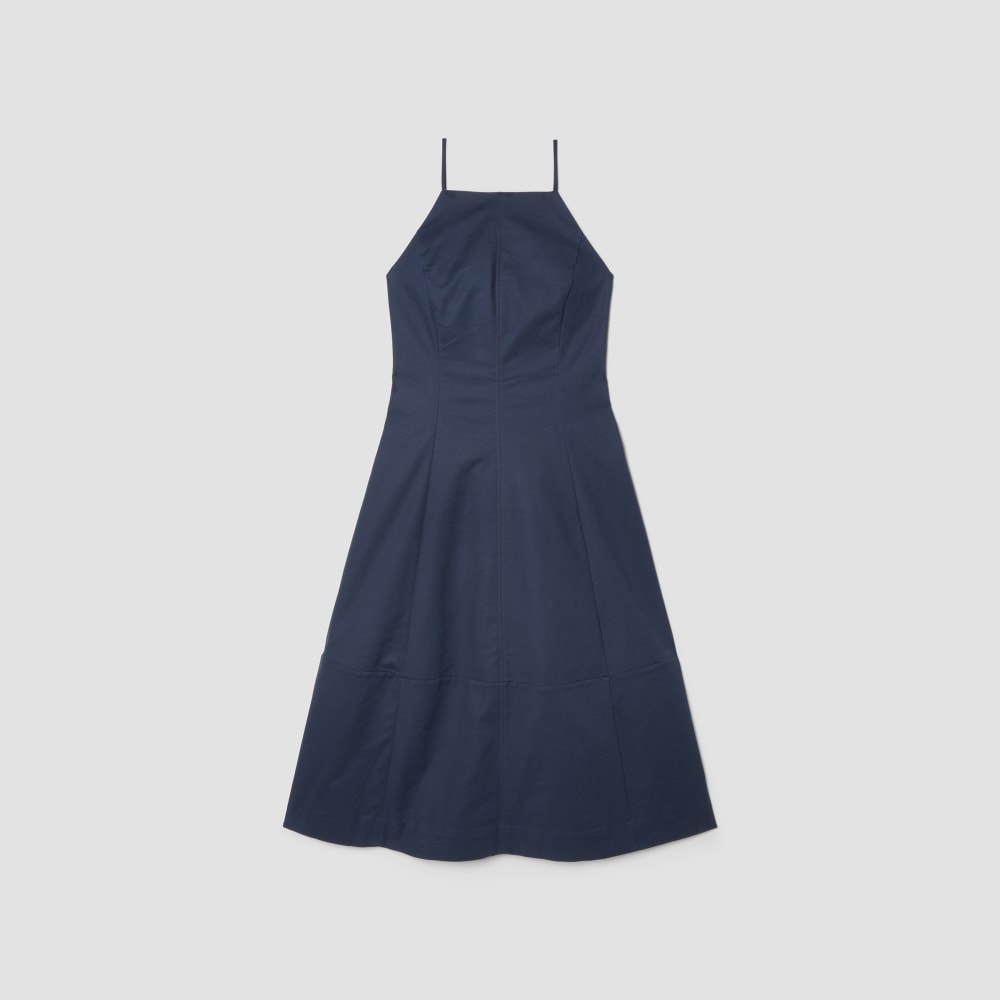 The Structured Cotton Bell Dress | Navy - Image 2