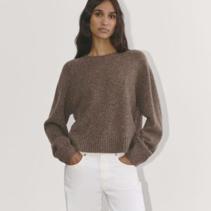 The Boxy Crew in Cashmere | Taupe Brown Donegal