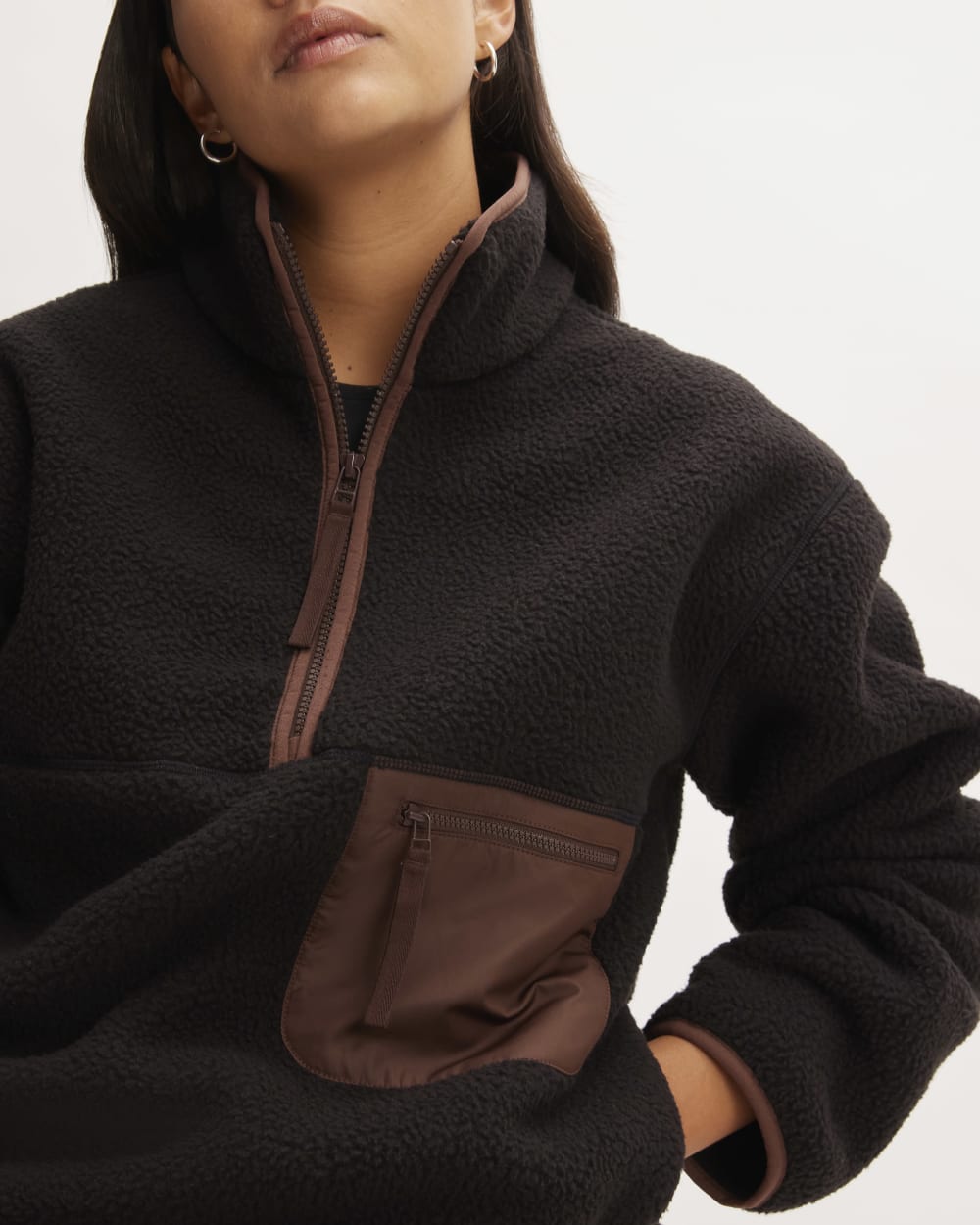 The ReNew Fleece Oversized Half-Zip | Black - Image 5