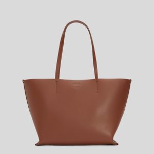 The Luxe Medium Italian Leather Tote | Cognac