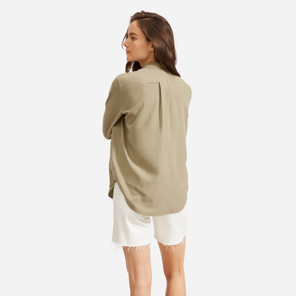 The Washable Silk Relaxed Shirt | Covert Green - Image 3