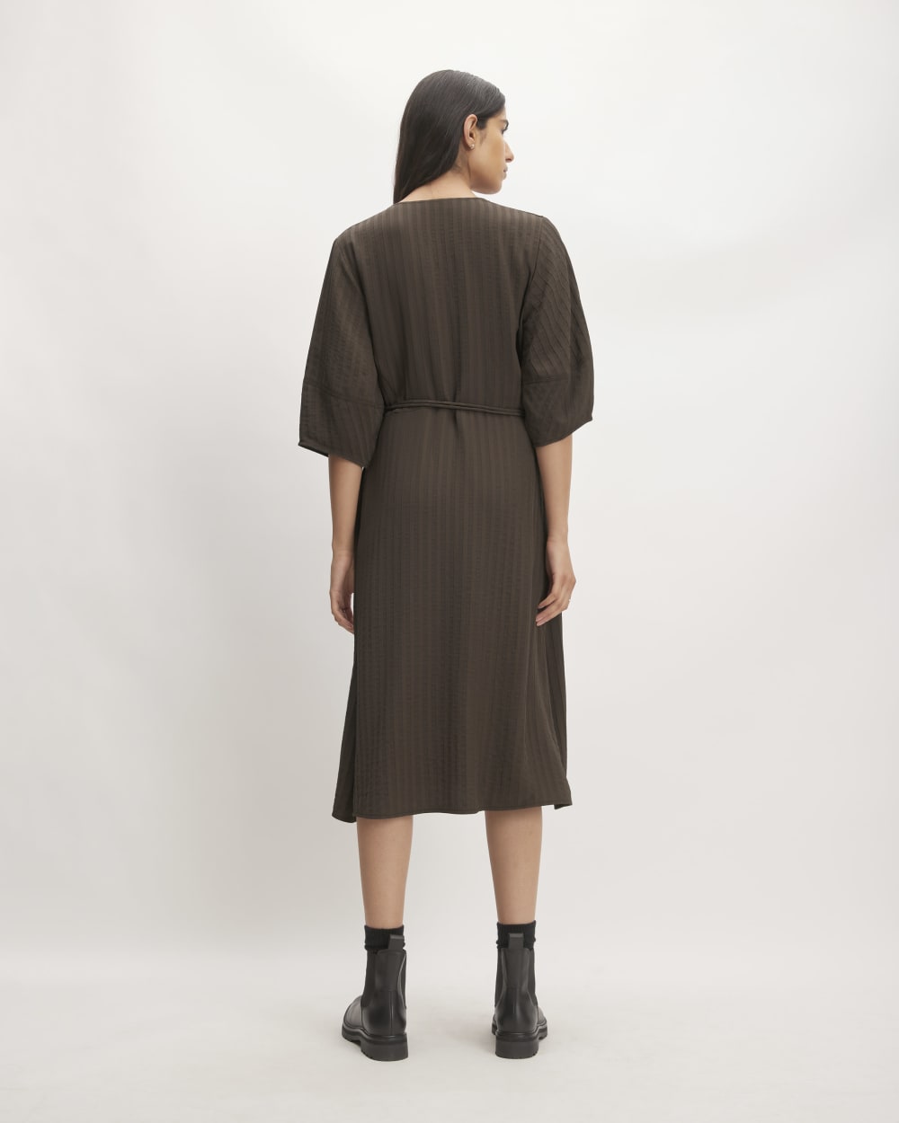 The City Stripe Wrap Dress | Earth Brown - Image 6