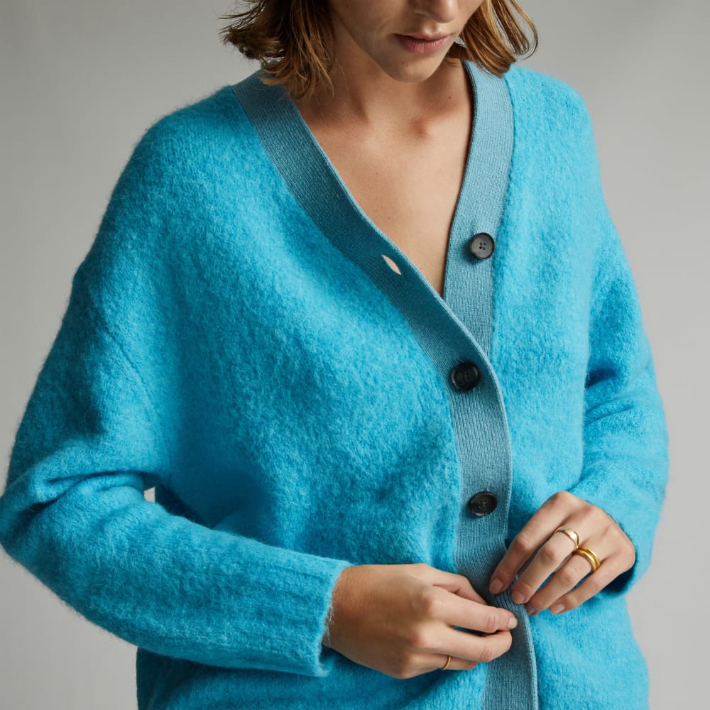 The SuperFuzz Alpaca Oversized Cardigan | Blue Atoll - Image 4