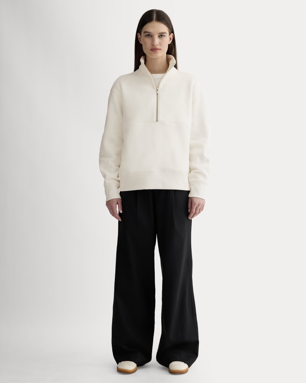 Luxe Fleece Half-Zip Sweatshirt | Bone - Image 3