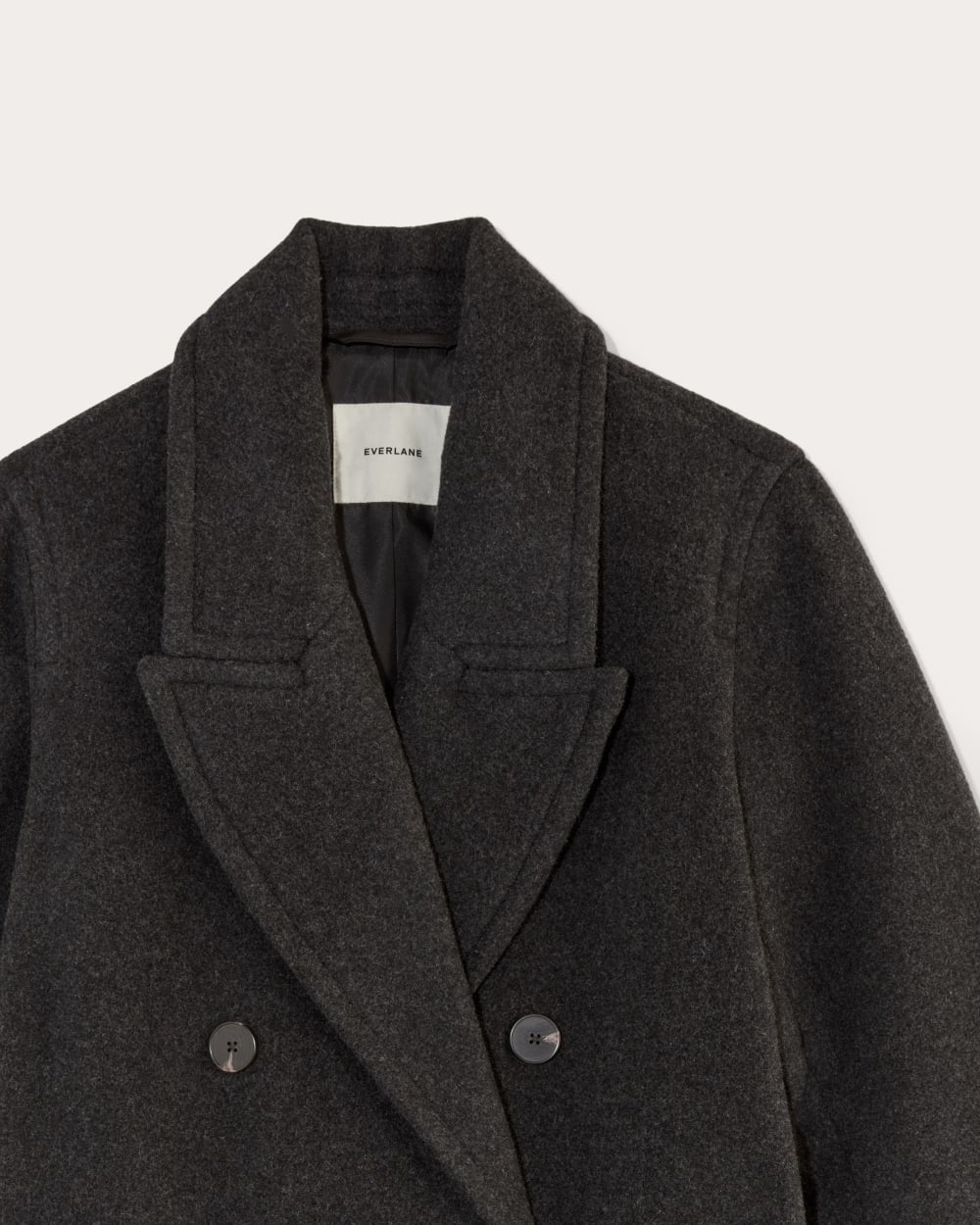 The Double-Breasted Coat in Wool | Heather Charcoal - Image 8