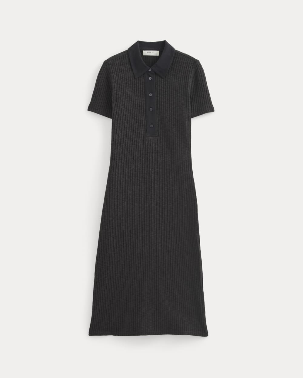 The Cozy Rib Polo Dress | Black - Image 2