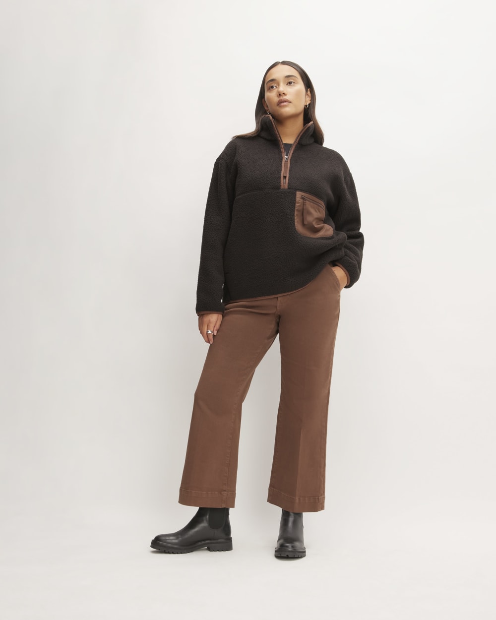The ReNew Fleece Oversized Half-Zip | Black - Image 3