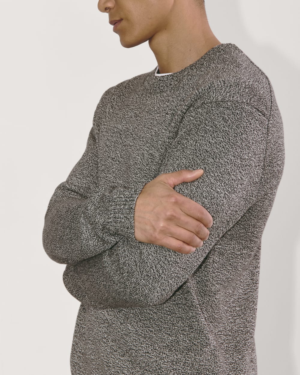The Classic Sweater in Everyday Cotton | Canvas / Black Twist - Image 4