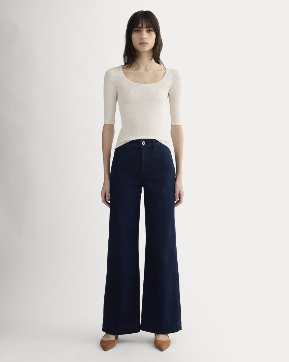 The Luxe Rib Scoop-Neck Tee | Heathered Oat - Image 3