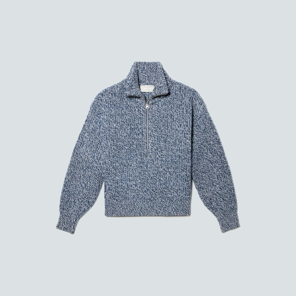 The Half-Zip Sweater in Luxe Merino | Dark Mallard / Oat Twist - Image 2