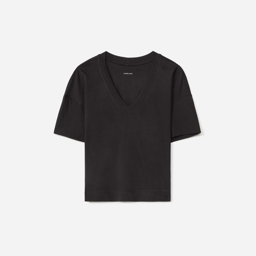 The Organic Cotton Slouchy V-Neck | Black