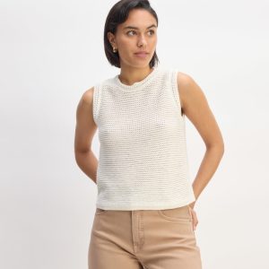 The Organic Cotton Open-Stitch Tank | Bone