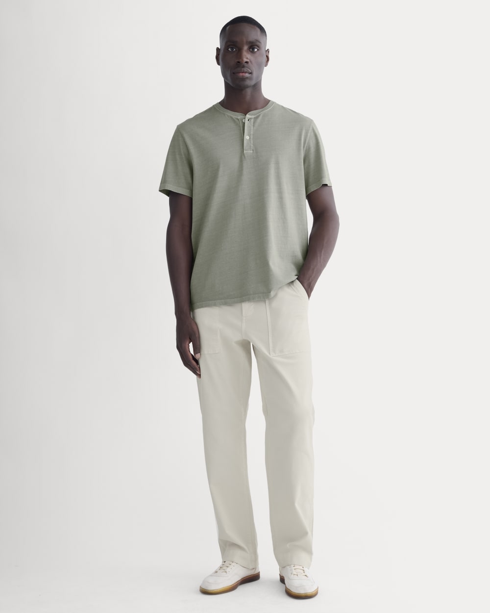 The Essential Organic Garment-Dyed Henley | Seagrass - Image 3