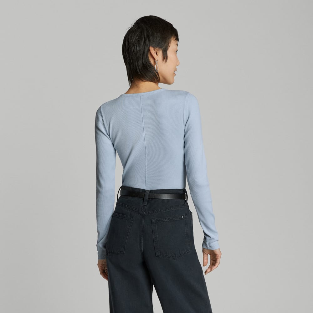 The Pima Micro-Rib Long-Sleeve Crew | Mist - Image 3